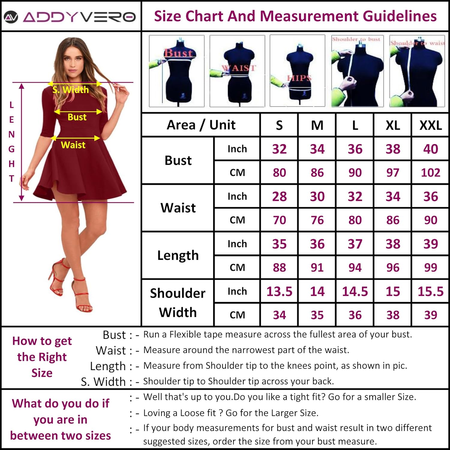 addyvero women's a-line dress