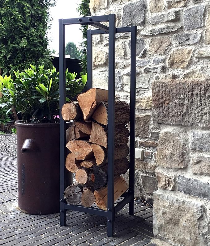 QUICK STAR Metal firewood rack anthracite 33x33x115cm garden firewood