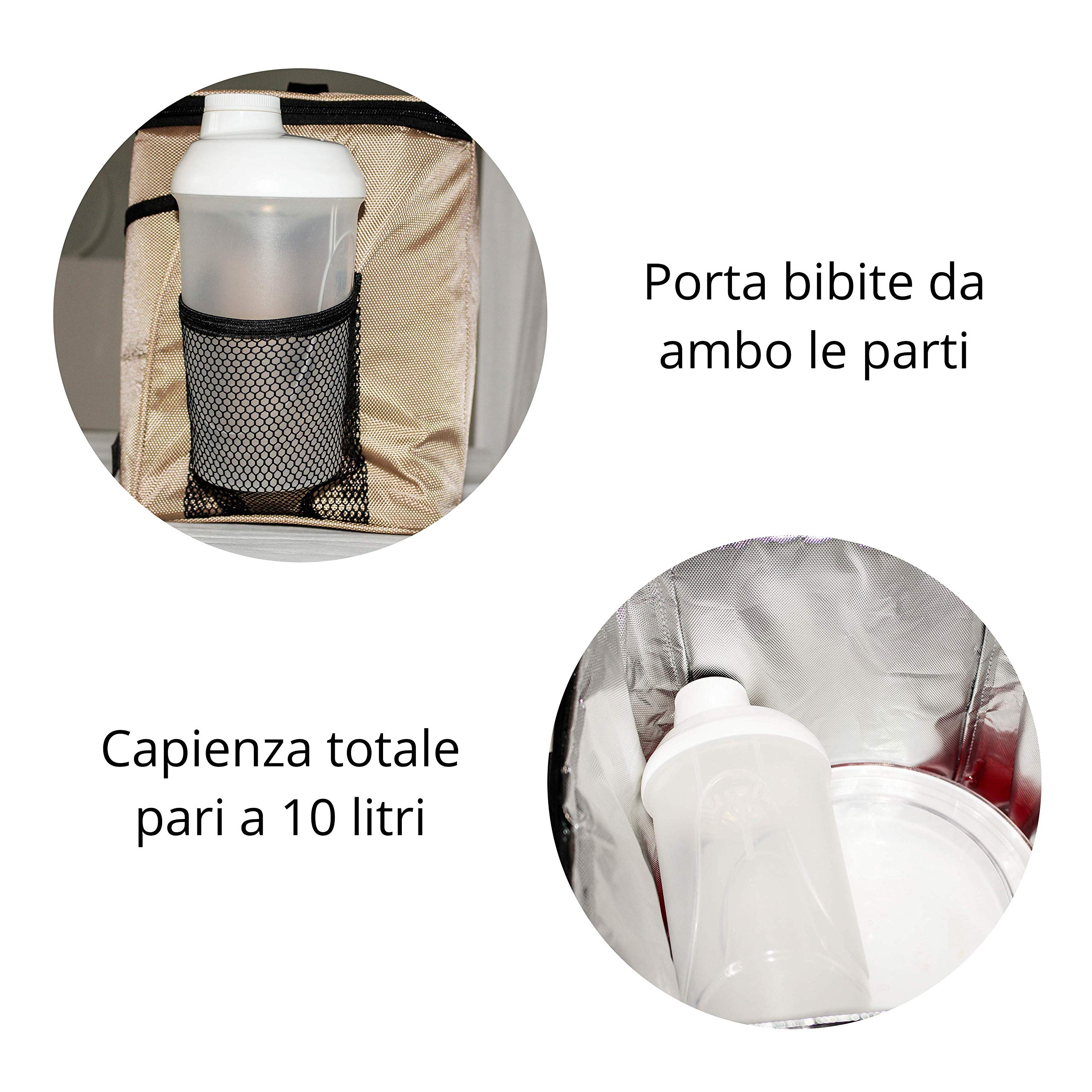 Borsa Termica Frigo Porta Pranzo 10 Litri Impermeabile A Tenuta Stagna Alimenti Caldo/Freddo Con Tracolla Per Uomo/Donna/Bambino Da Auto/Ufficio/Lavoro/Viaggio/Mare/ Spiaggia/Picnic/Campeggio/Barbecue