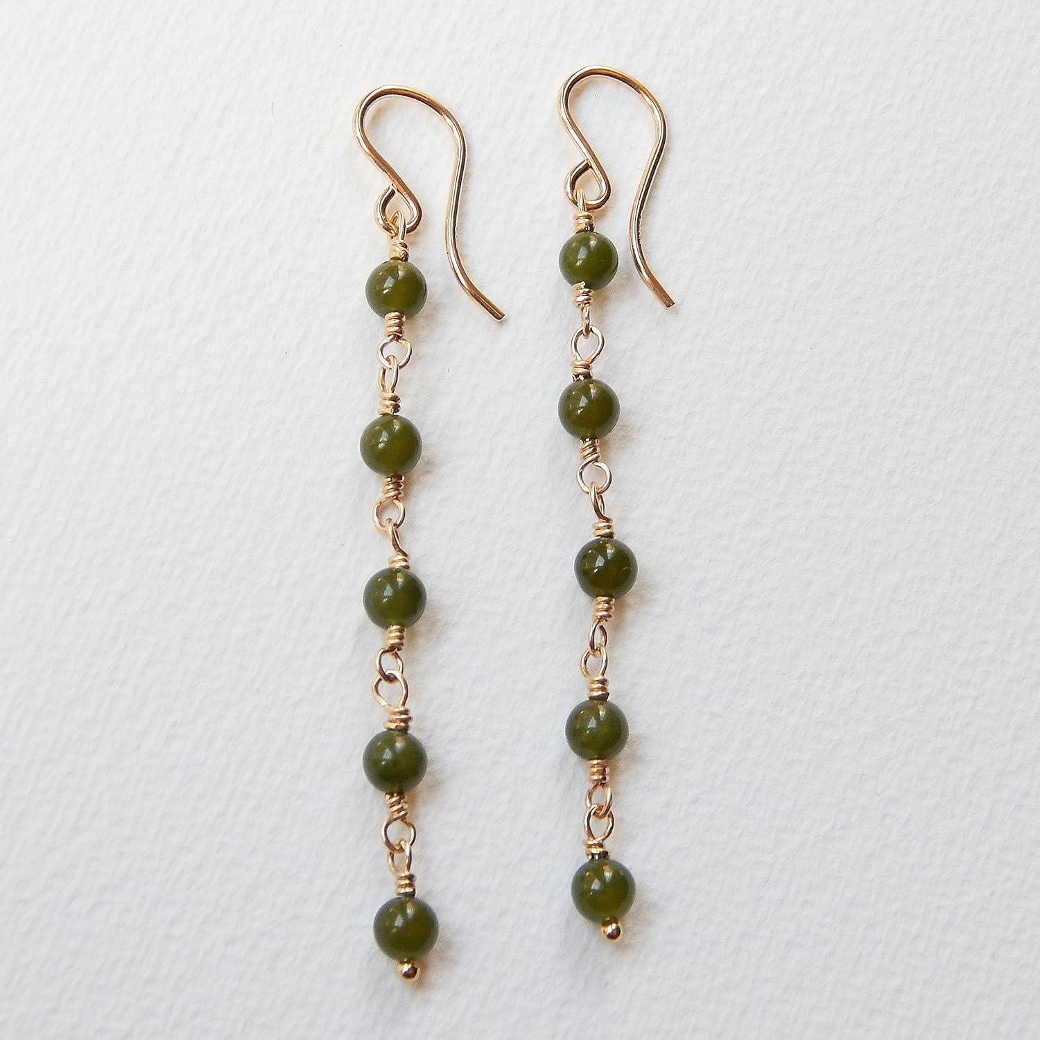 Nephrite Jade Earrings Gold Filled Handmade