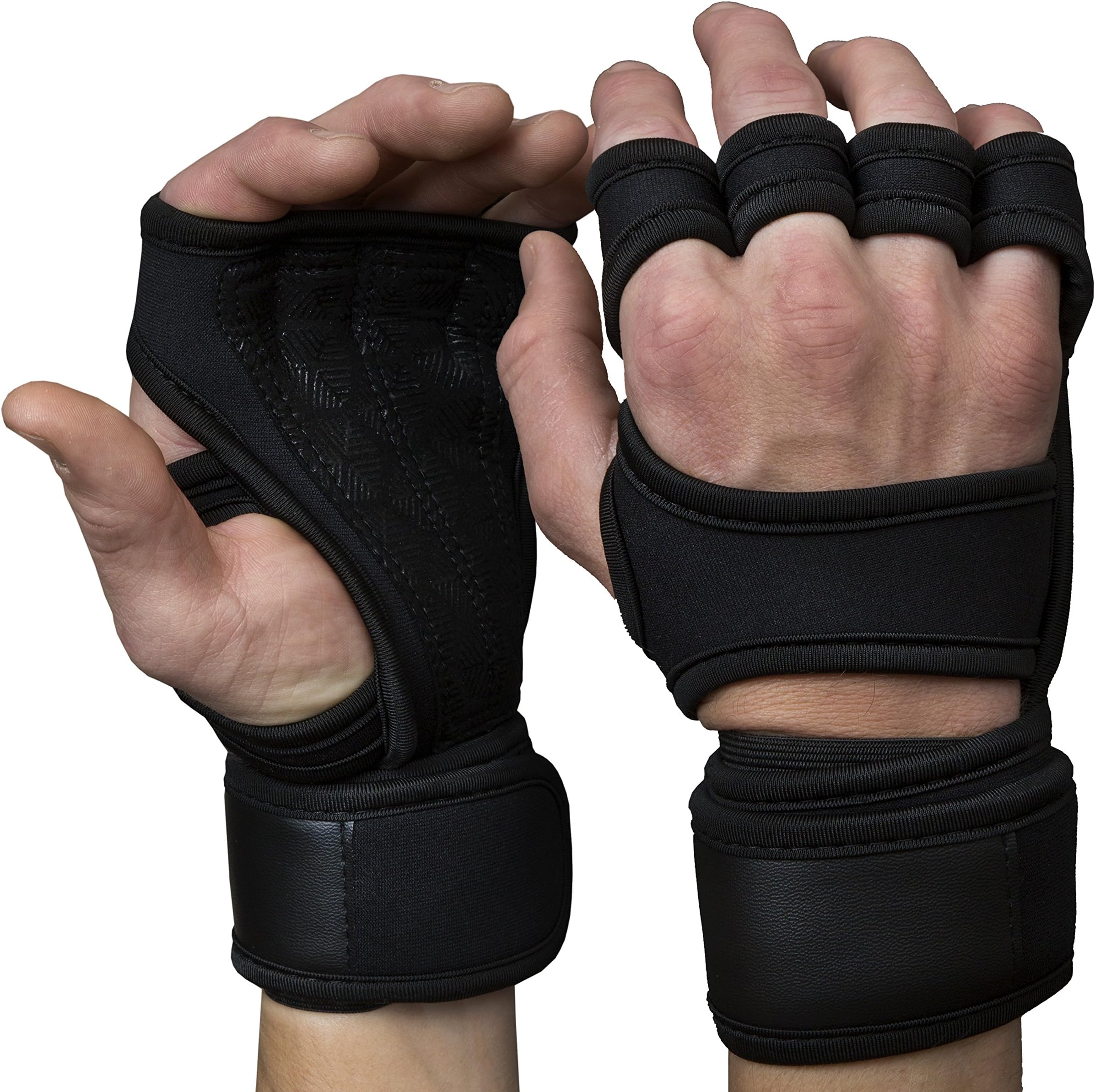QUALWARES Cross Training Gloves with Wrist Support for WOD, Powerlifting & Fitness - Non Slip Silicone Padding - for Both Men & Women