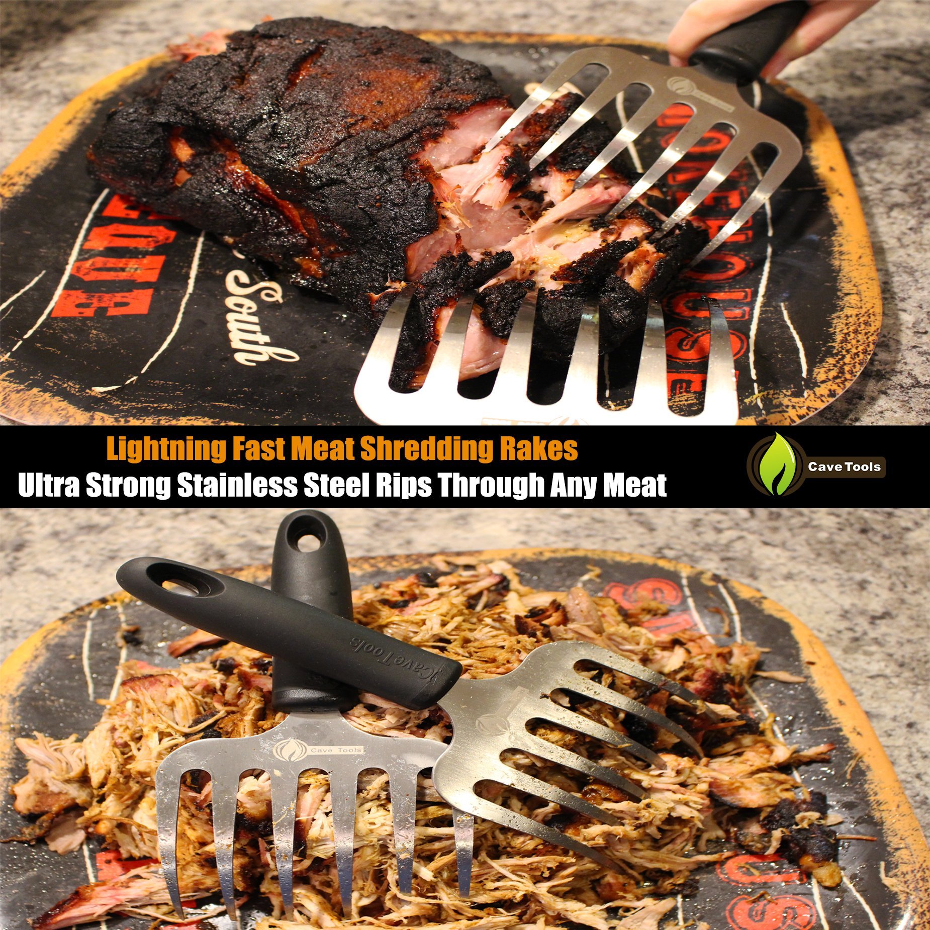 Cave Tools Pulled Pork Shredder Claws Stainless Steel BBQ Meat RAKES