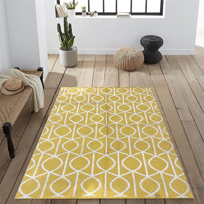 Buy Budhrajrugs Handwoven Yellow Cotton Area Rug Golden Rugs Gold Rug