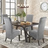 Leorate High Back Chair Covers Stretch Velvet Slipcover Grey Pack of 4 view 6