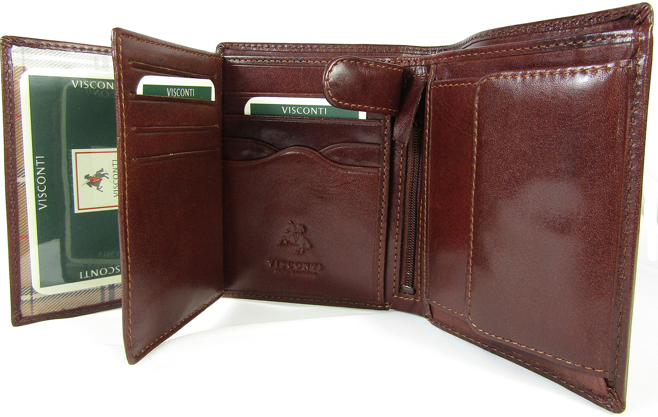 Visconti Mens Italian Leather Milan MZ3 Brown Brown Wallet