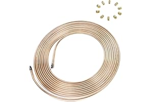 The Stop Shop 25 ft. Copper Nickel 3/16" Brake Line Tubing w/metric brake Line invert flare fittings. 10 x 1 mm (Pack of 10 fittings)