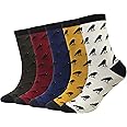 Wish Island Men's 5 Packs Fun Crazy Animal Cotton Casual Crew Socks
