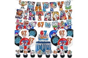Funny 6 7 Happy Birthday Decorations Party Supplies Kit for Kids, 67 Meme Theme Party Kit Sets with 1Pcs Party Banner, 16Pcs 
