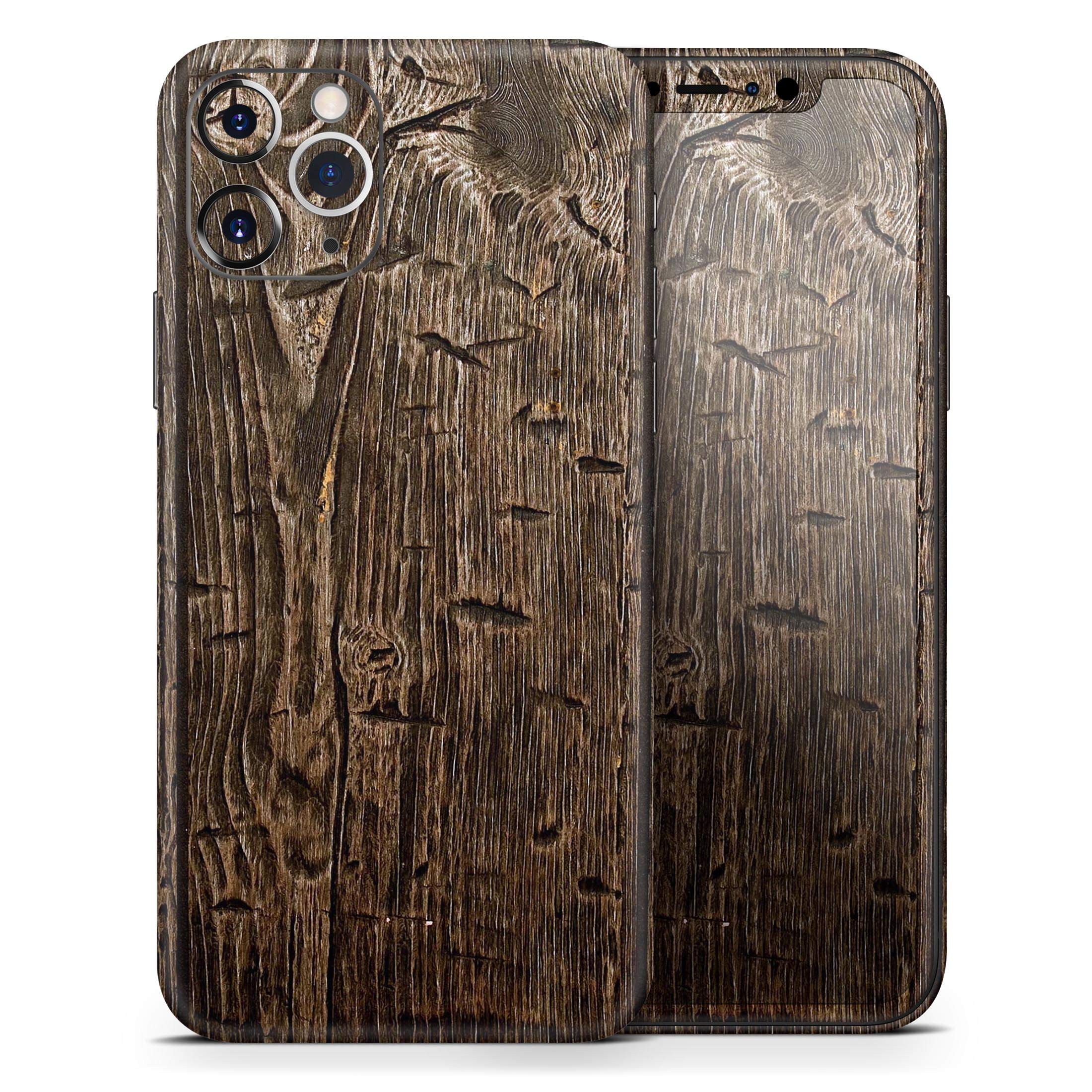 Design Skinz Rough Textured Dark Wooden Planks