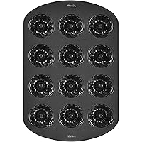 Wilton Non-Stick Mini Fluted Tube Pan, 12-Cavity, Steel, Multi-Cavity Mini Cake Pan, Black