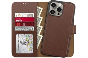 LUMARKE Designed for iPhone 13 Pro Max Wallet Case - Detachable Flip Folio Cover - RFID Blocking 4 Card Slots Holder - Premium Leather Magnetic Kickstand -Protective Phone Case 6.7" Glossy Brown