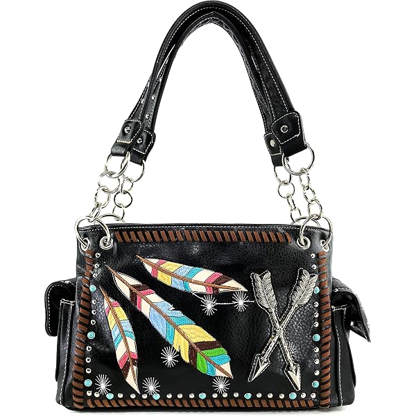 Justin West Tribal Dream Catcher Handbag - CCW Concealed Carry - Embroidered Feather Design - View #12