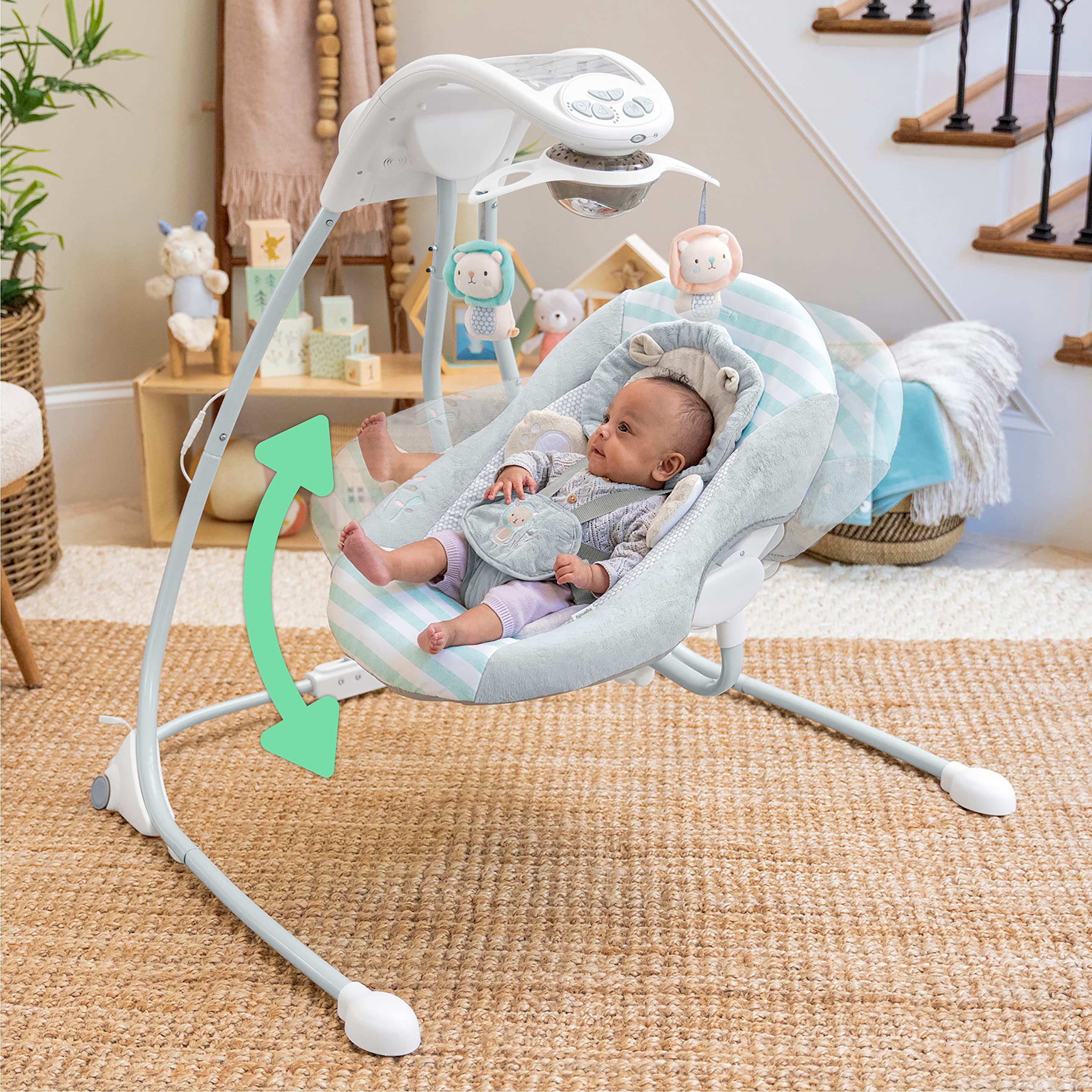Ingenuity InLighten 6Speed Foldable Baby Swing with Light Up Mobile