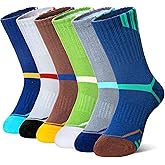 AMENLAN Kids Boys Athletic Socks Sport Basketball Crew Soft Cotton Breathable Youth Casual Socks 6 Pairs