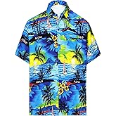 LA LEELA Men's Hawaiian Shirts Short Sleeve Button Down Shirt Mens Shirts Holiday Tropical Party Shirts for Men Funny