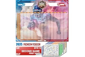 Bambluby Fantasy Football Draft Kit 2025-2026 – XL Board for 14 Teams and 20 Rounds – 576 Color-Coded Player Stickers