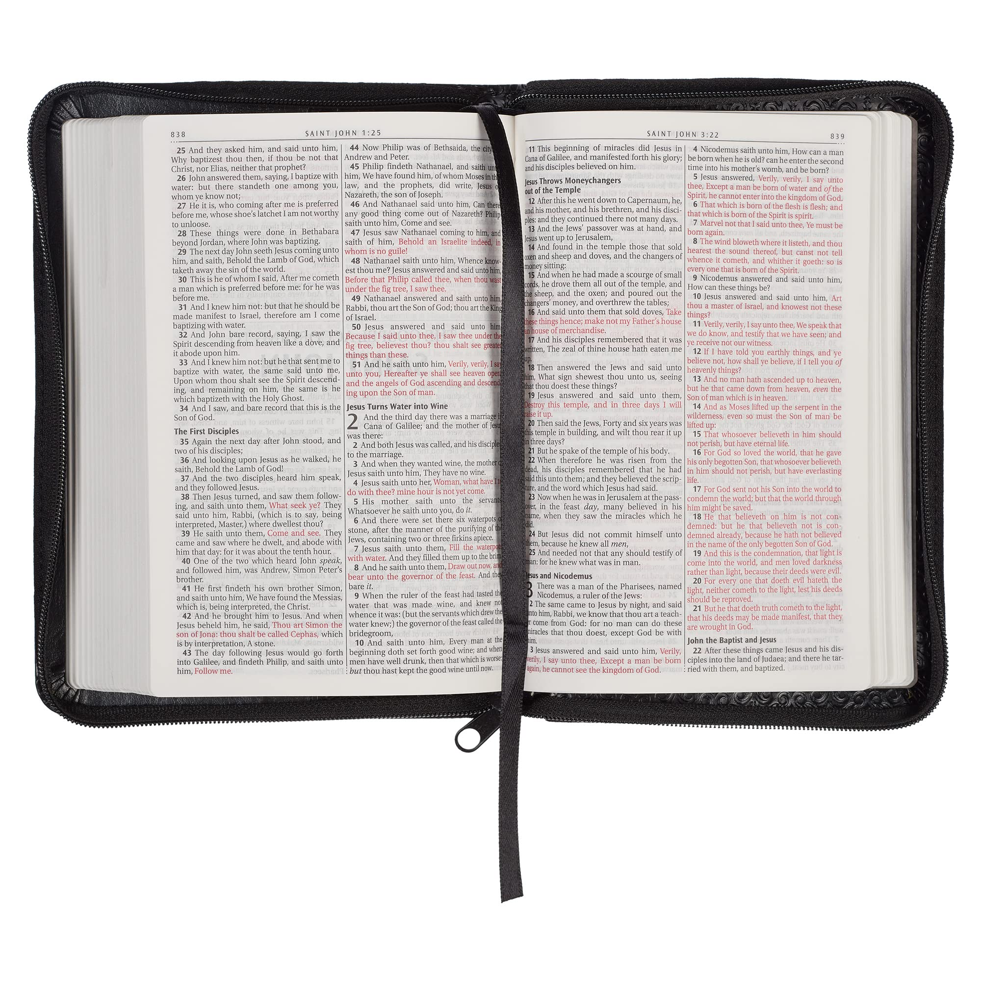 KJV Holy Bible, Compact Faux Leather Red Letter Edition - Ribbon Marker, King James Version, Black Faux Leather, Zipper Closure (KJV Compact Editions) KJV Holy Bible, Compact Faux Leather Red Letter Edition - Ribbon Marker, King James Version, Black Faux Leather, Zipper Closure (KJV Compact Editions) Imitation Leather