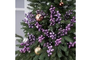 Suncalla 24 Pcs Christmas Berry Stems 8.6 Inch Artificial Christmas Glitter Picks Branches for Xmas Tree Decorations DIY Crafts Vase Wreath Holiday Ornaments(Gradient Purple)