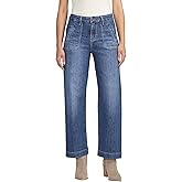 JAG Jeans Women's Sophia High Rise Wide Leg Jeans, Tidal Blue, 12