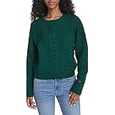 Tommy Hilfiger Womens Solid Cable Crewneck Bobbi Pullover Sweater