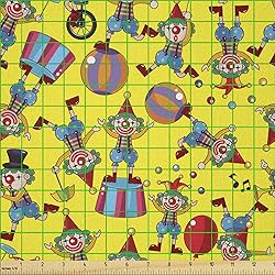 Lunarable Circus Fabric by The Yard, Clown Pattern