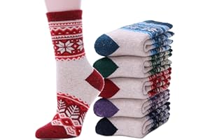 ANTSANG Merino Wool Socks for Women Hiking Thermal Warm Thick Winter Boot Crew Cozy Cabin Work Soft Ladies Socks 5 Pairs