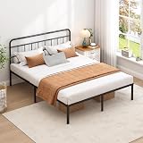 Ziguxiao King Bed Frame with Classic Headboard,Strong Metal Slats Support,Under Bed Storage Space,No Box Spring Needed,Easy to Assemble,Black