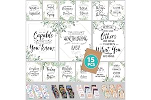 Decorably 15 Motivational Posters Eucalyptus Classroom Decor, 11x14in Matte-Laminated Motivational Eucalyptus Decor for Class