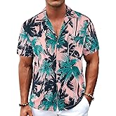 BOJIN Men's Hawaiian Shirts Short Sleeve Button Down Casual Shirts Summer Printed Tropical Floral Aloha Beach Shirts