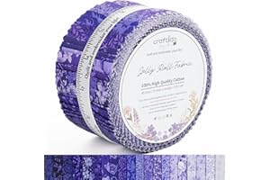 Craftido-18 Options-100% Cotton Jelly Roll Fabric Precut Strips for Quilting, Crafting, and Sewing, 40 Strips 2.5" x 44" Assorted Bundles for Rug, Quilt Project, DIY Craft and Home Decor-Royal Purple