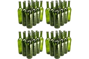 North Mountain Supply 750ml Glass Bordeaux Wine Bottle Flat-Bottomed Cork Finish - 48 Bottles (4 Cases of 12) - Champagne Gre