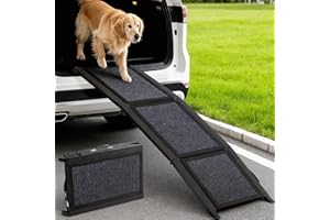 HEEYOO Dog Ramp for Car Truck and SUV, 71''x 17'' Extra Long Folding Pet Ramps with Non-Slip Rug Surface, Outdoor Dog Ramp for Small Medium to Large Dogs, Up to 250 LBS