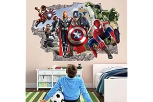 Wthh Superhero Wall Decal - Kids Removable Vinyl Wall Sticker - Boys Room Self-Adhesive Mural Kids Bedroom Living Room Game Room Wall Decor - 24 "x16（Large）