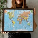 Maps International Framed World Travel Map Canvas with Pins Black Frame 2026 view 3