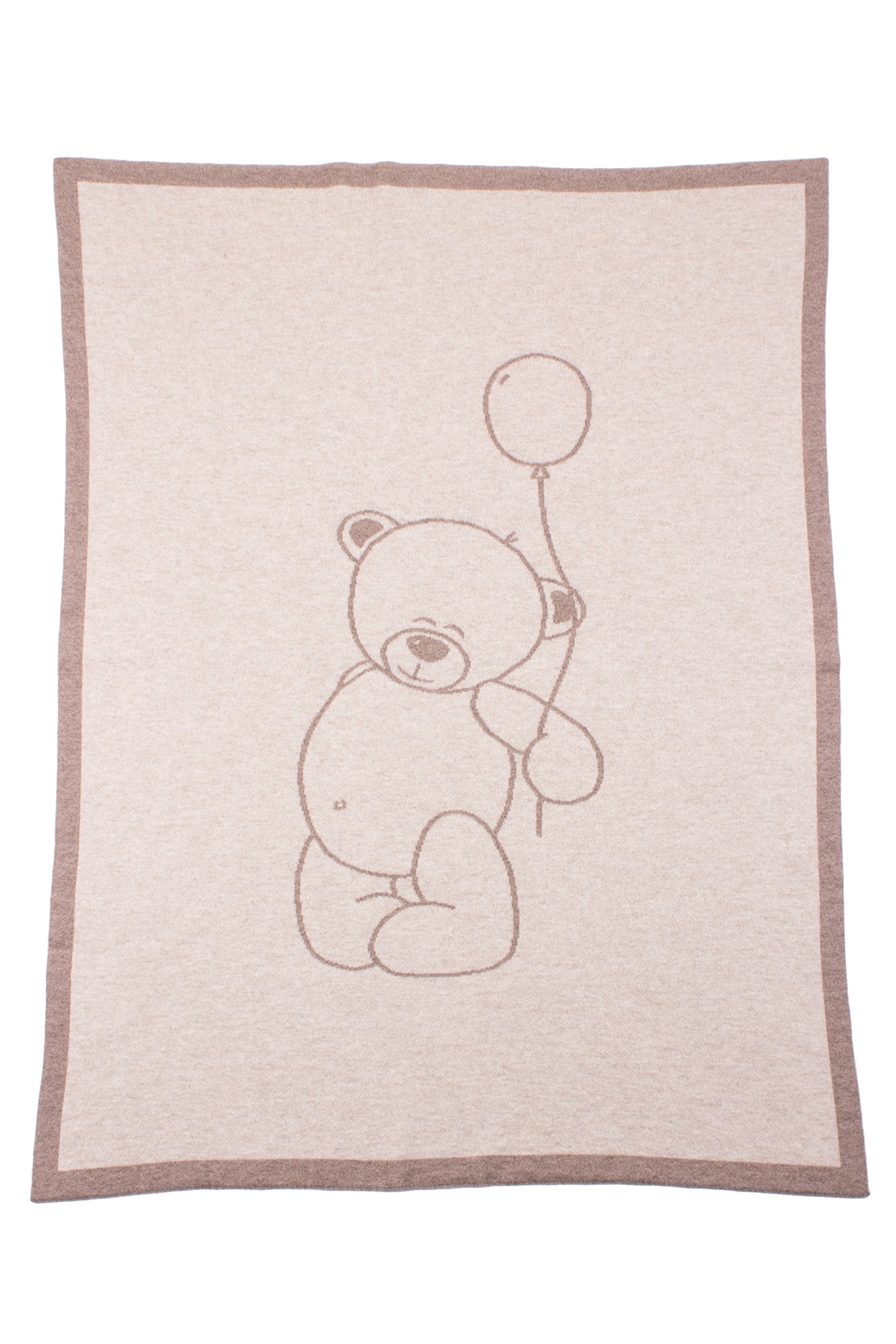 Love Cashmere Unisex 100% Cashmere Baby Cot Blanket - Teddy Bear - Natural Multi - made in Scotland