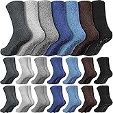 JaGely 21 Pairs Men Fuzzy Sock Bulk Winter Cozy Slipper Sock with Microfiber Plush Sleeping Non Slip Socks Yoga Gift