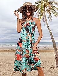 HOTOUCH Hawaiian Dresses for Women Sleeveless Boho