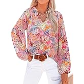 BTFBM Blouses for Women Dressy Casual Floral Summer Boho Tops V Neck Lightweight Long Sleeve Shirts Spring Clothes 2026