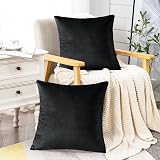 Yorkshire Bedding Velvet Cushion Covers 45x45 cm 2 Pack Black view 2