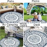 Homcomodar 150CM Round Outdoor Rug Reversible UV Resistant Plastic Mat view 8