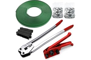 RUPXINSPLEND Banding Strapping Kit Strapping Tool - Pallet Strapping Kit Strapping Machine Banding Tool Scrap Crimper Sealing Tool Sealer and Crimper&Tensioner, PP Band, 100pcs Seals, 100pcs Corner Protector