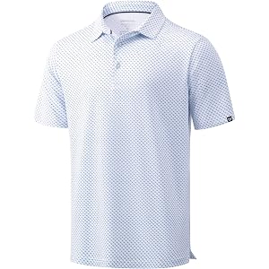 Men's Golf Shirts Dry Fit Micro Print Short Sleeve Polo | Breathable, Moisture Wicking, Lightweight, Wrinkle-Free, Soft, Sun