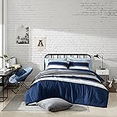 Nautica - Queen Comforter Set, Soft & Reversible Bedding for Year Round Comfort, 3 Piece Bed Set with Matching Pillowcases (Heathered Block Grey)