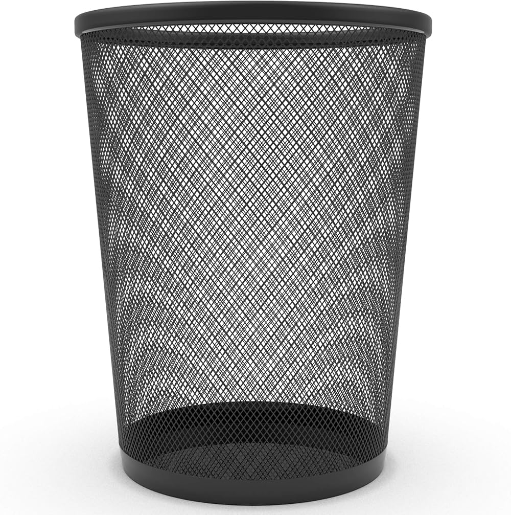 Zuvo Circular Mesh Waste Bin Lightweight Trash Can Black