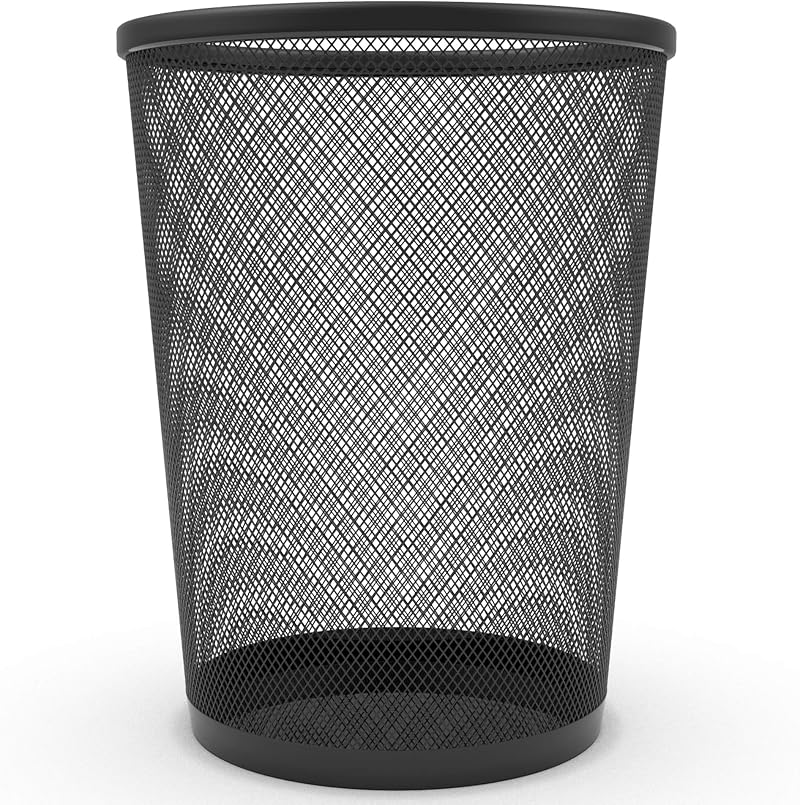 Zuvo Circular Mesh Waste Bin Lightweight Trash Can Black
