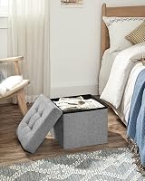 Songmics Mazie Collection Storage Ottoman Cube 38 cm Light Grey LSF82GYX view 6