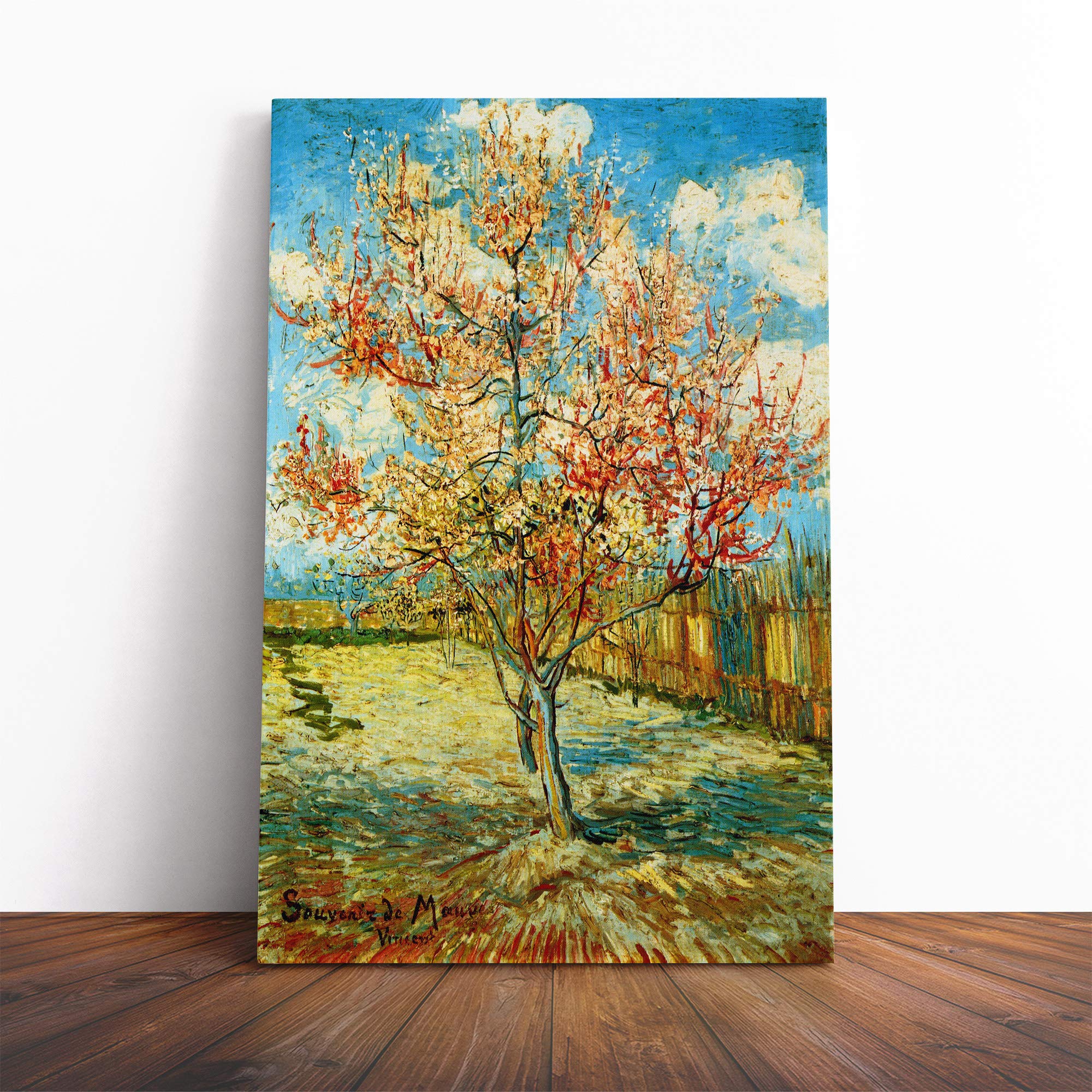 Vincent Van Gogh Peach Tree Canvas Print | Gallery Wrapped 30mm Frame Wall Art | 20x14 inches | Ready to Hang | Modern Landscape Picture | Living Room Bedroom Lounge Office