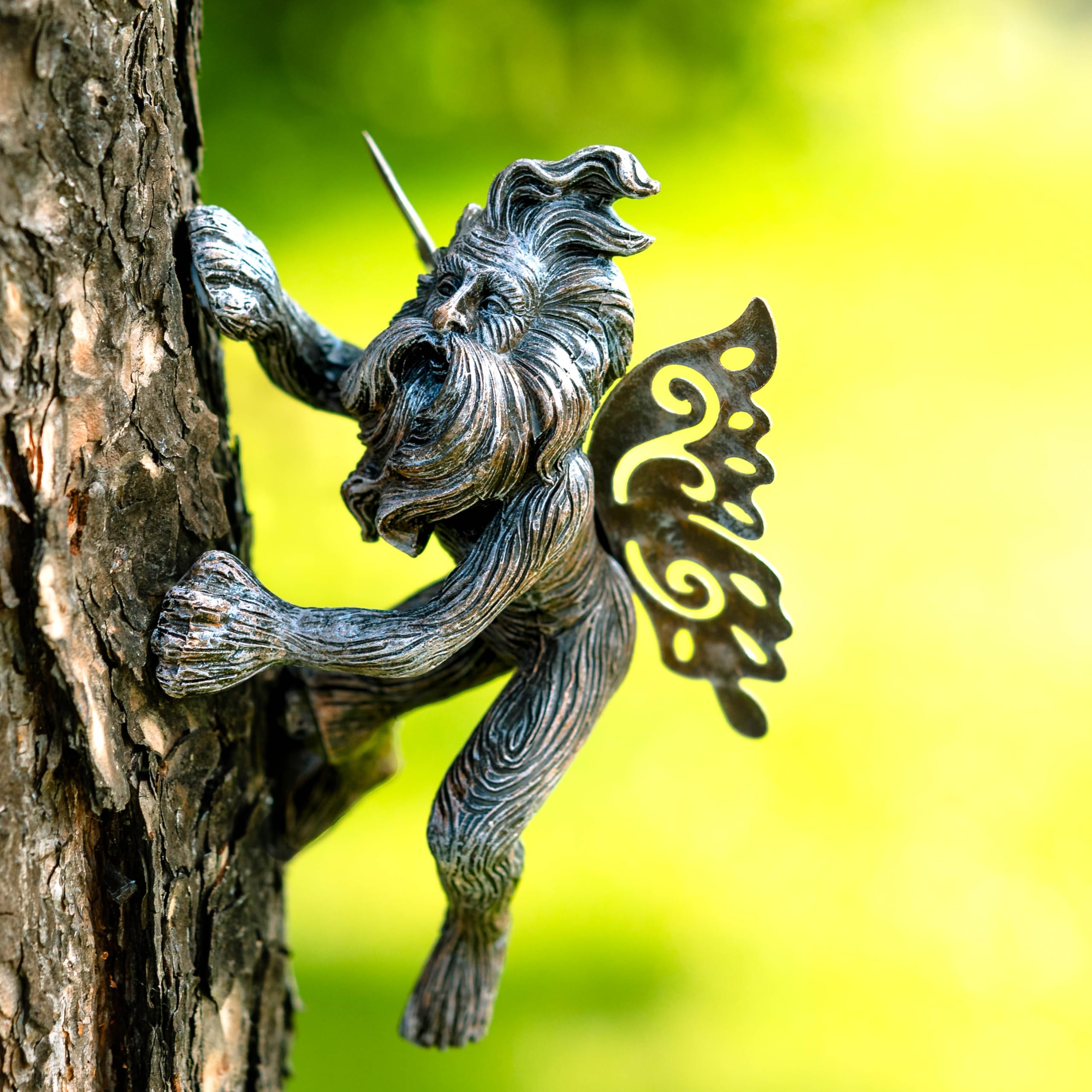 Garden Mile Pixie Tree Hugger Fairy Ornament - Weather-Resistant Resin Sculpture for Trees, Fence Posts & Outdoor Decorations, Unique Fairy Garden Accessories & Ideal