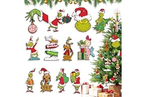 GLOBALTRONICS 24 Pcs Christmas Tree Ornaments, Wooden Comic Hanging Decorations for Xmas Tree Fireplace Indoor House Decor