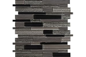 MSI Metro Gris Interlocking Blend of Glass and Stone Tile for Kitchen Backsplash, Wall Tile for Bathroom, Accent Wall Tile, and Shower Wall Tile, 12 in. x 12 in. Mesh-Mounted Mosaic Tile (10 sq. ft.)
